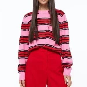 H&M Divided • NWOT Block Stripe Jacquard Knit Slouchy Sweater L